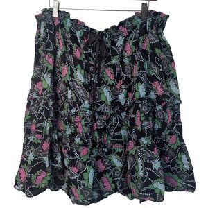 Vintage Y2K Marc Jacobs Dark Multicolor Floral Paisley Tiered Cotton skirt Med